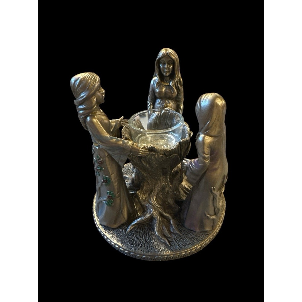 Ebros Occultic Wiccan Triple Goddess Maiden Mother Crone Votive Candle Holder!!